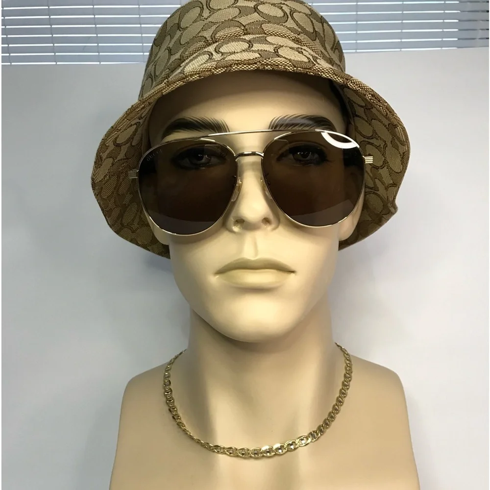 New Authentic Gucci Brown Pilot Ladies Sunglasses GG0969S 002